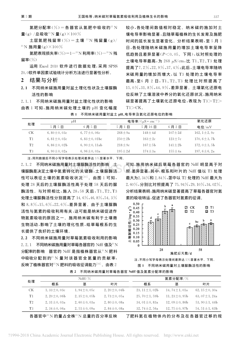 纳米碳对草莓氮素吸收利用及植株生长的影响.pdf_第3页