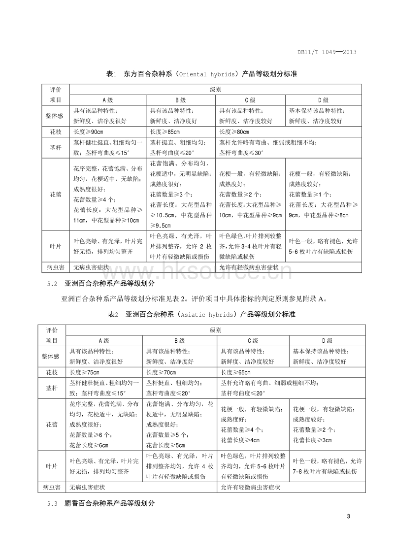 DB11/T 1049-2013 花卉产品等级 切花百合.pdf_第5页