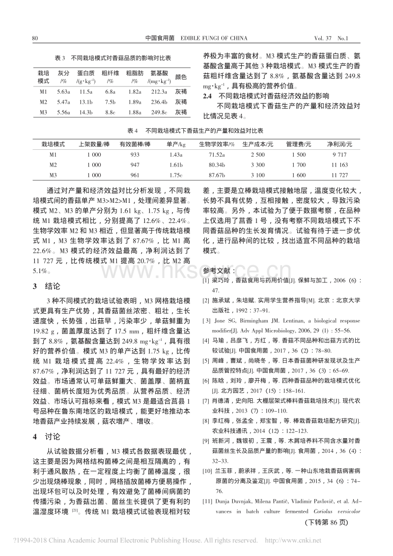 双膜双网光伏温室不同栽培模式对香菇产量及品质的影响_王恒.pdf_第3页