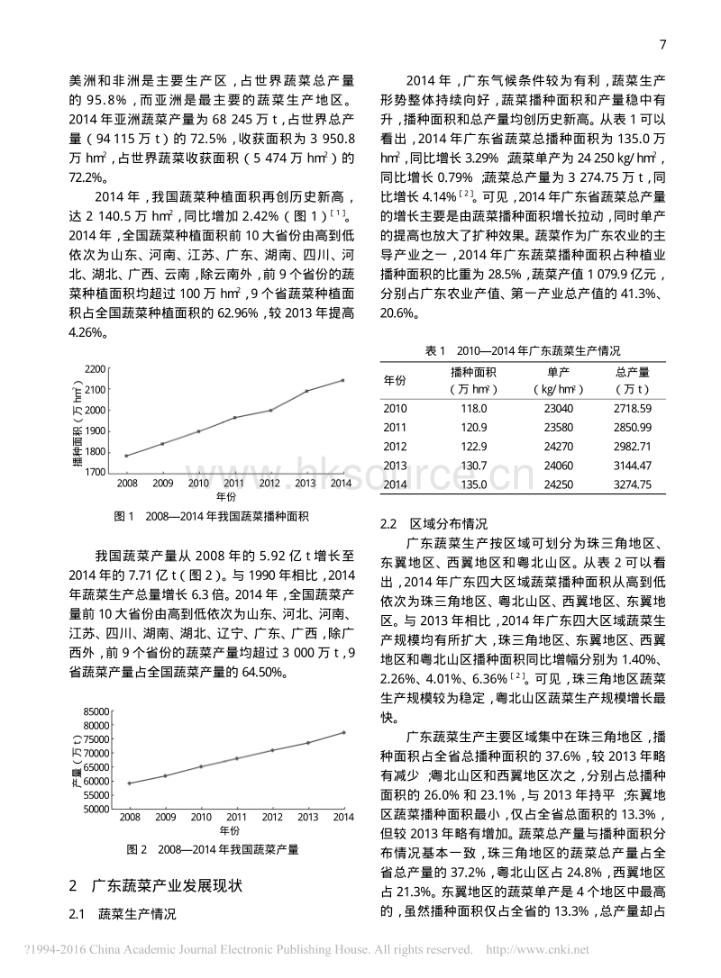 2015 年广东蔬菜产业发展形势与对策建议_第2页