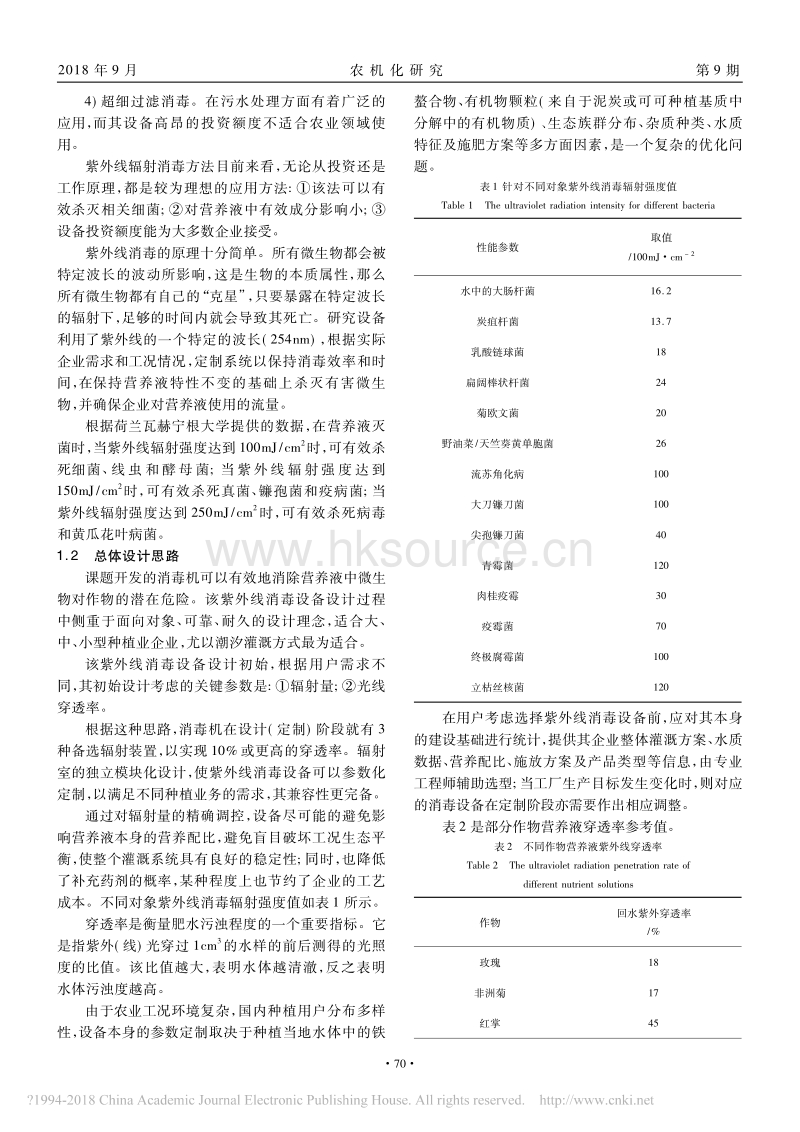 营养液循环灌溉紫外线消毒机设计研究_第2页