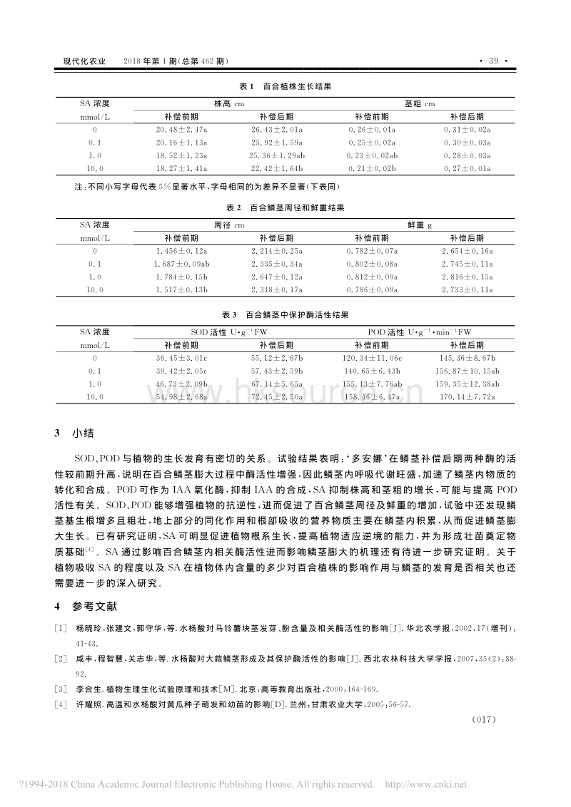 水杨酸对百合生长和鳞茎保护酶的影响_孟琳.pdf_第2页