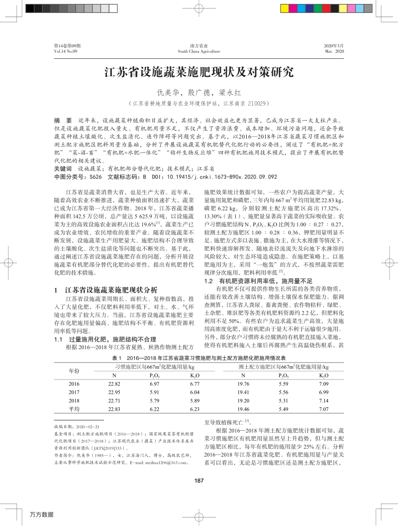 江苏省设施蔬菜施肥现状及对策研究.pdf_第1页