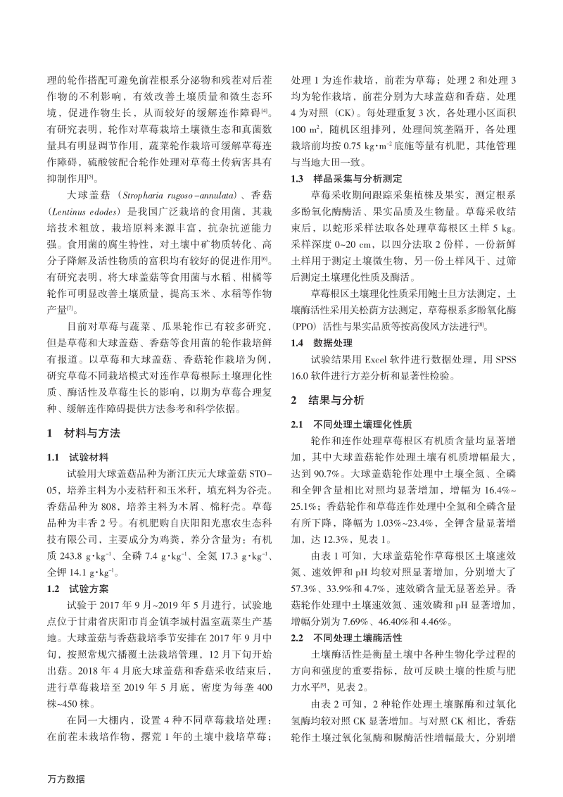 大球盖菇、香菇与草莓轮作对土壤质量及草莓生长的影响.pdf_第2页