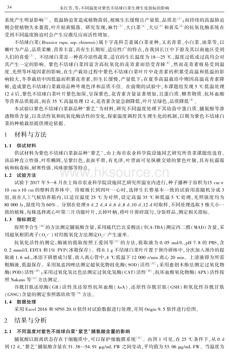 不同温度对紫色不结球白菜生理生化指标的影响.pdf_第2页