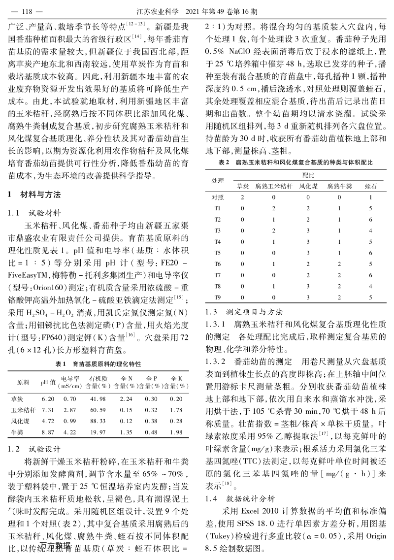 腐熟玉米秸秆和风化煤复合基质对番茄幼苗生长的影响.pdf_第2页