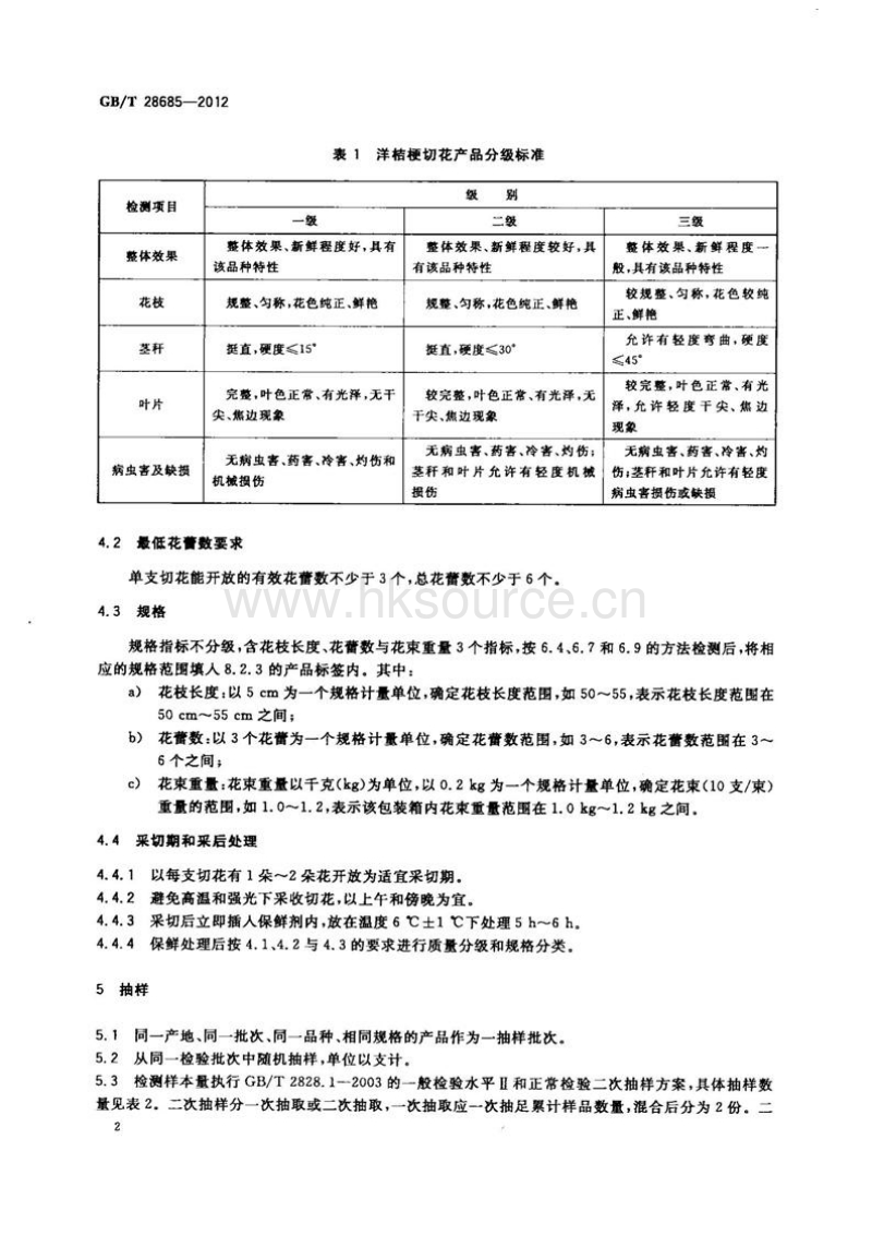 GB T 28685-2012 洋桔梗切花产品等级.pdf_第4页