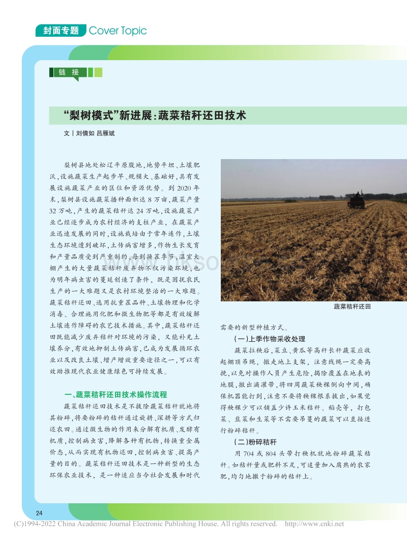 “梨树模式”新进展：蔬菜秸秆还田技术.pdf_第1页