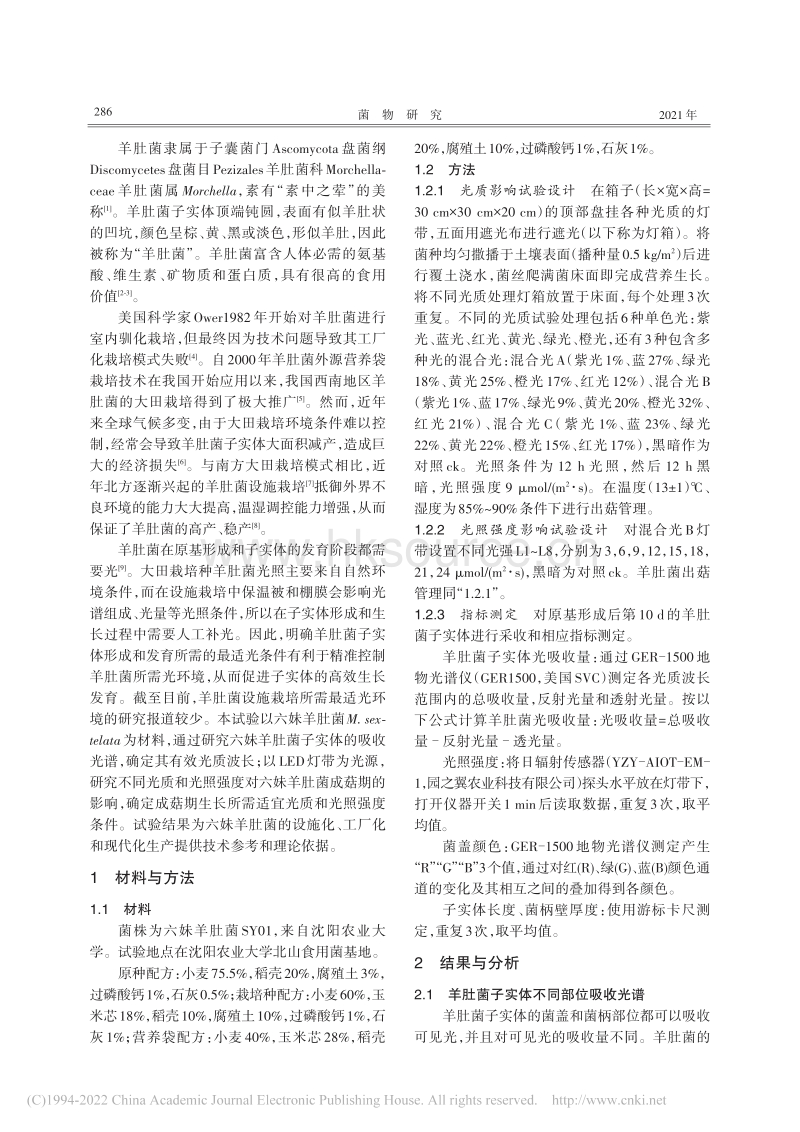 2021-设施栽培六妹羊肚菌最适光环境筛选_舒黎黎.pdf_第2页