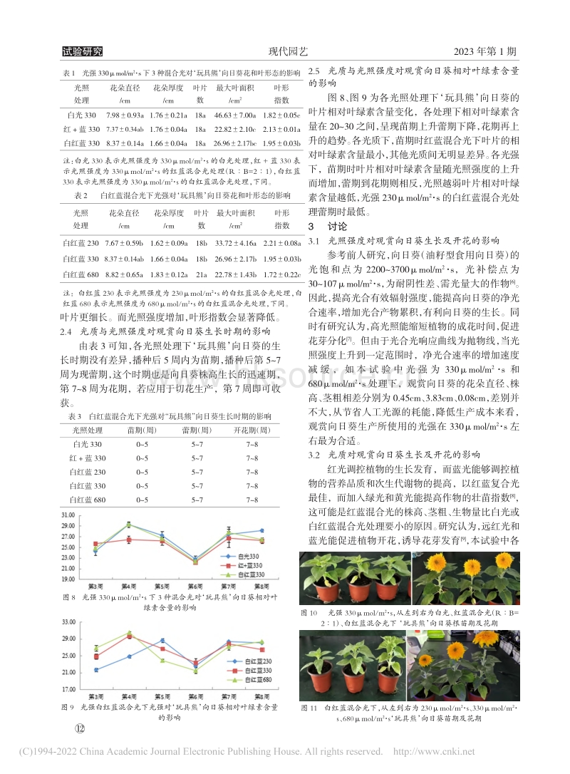 不同混合光下观赏向日葵‘玩具熊’生长及开花状态研究.pdf_第3页
