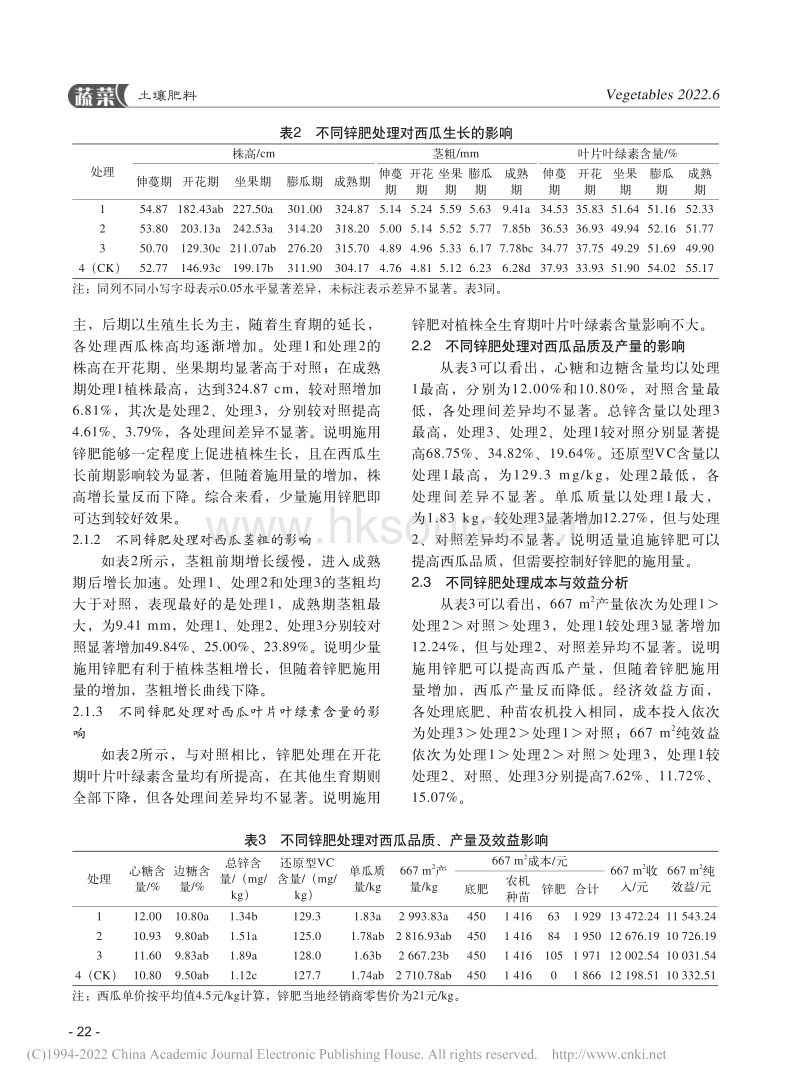 不同锌肥追肥量对温室小果型西瓜产量及品质的影响.pdf_第3页