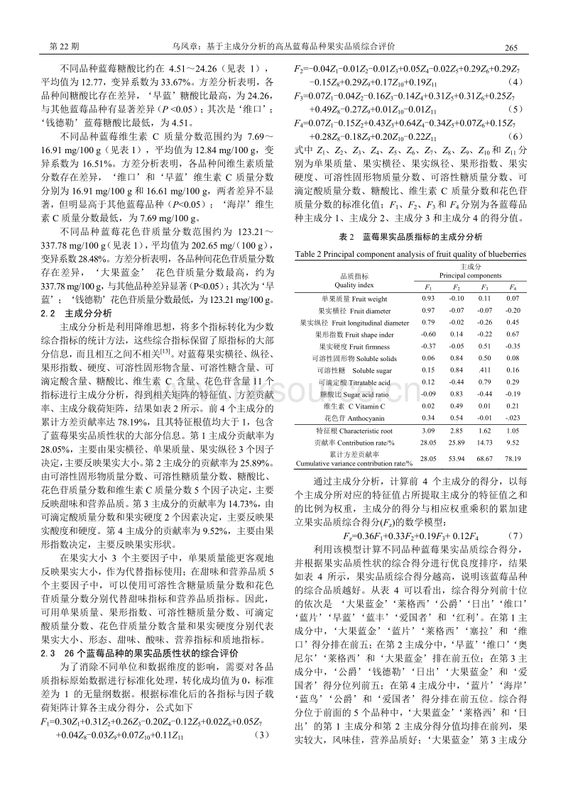基于主成分分析的高丛蓝莓品种果实品质综合评价.pdf_第4页